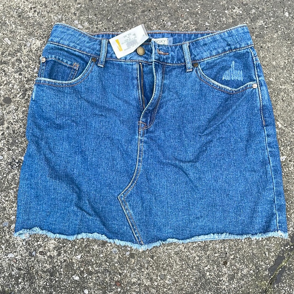 Raw hem denim skirt